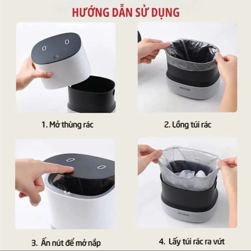 Thùng rác mini để bàn ECOCO E2241 dung tích 1.5L nắp kín Thùng rác mini để bàn ECOCO E2241 dung tích 1.5L nắp kín